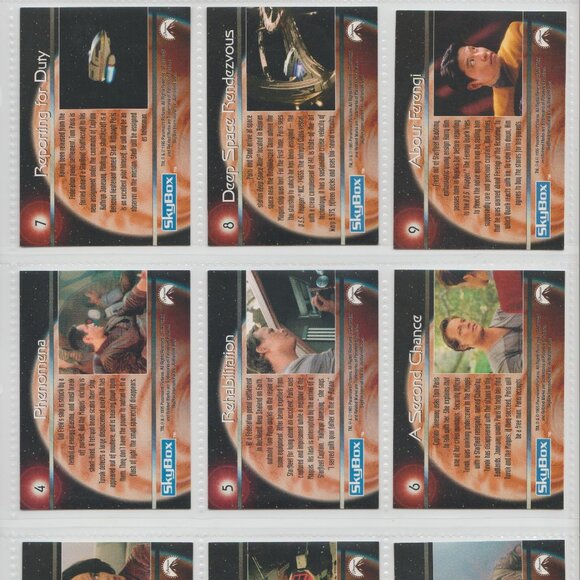 1995 Skybox Star Trek Voyager Complete Base Card Set (98) 9 x 11 Binder Sheets - Picture 4 of 13